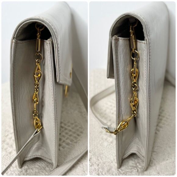 Vintage Parri’s Firenze Cream Leather Clutch Shoulder Bag Envelope Classic - Picture 5 of 12